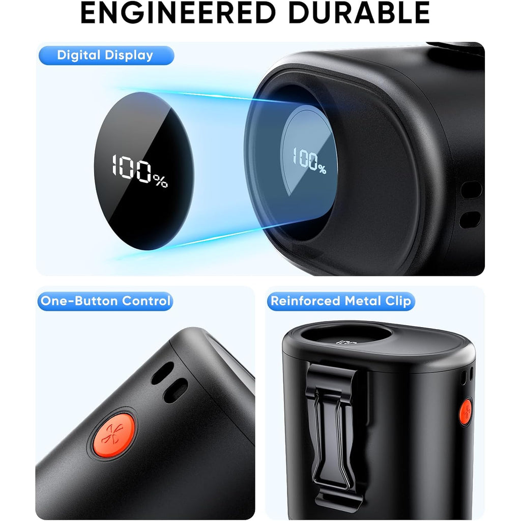Ai Portable Waist Fan, 6-Speed 15,000Rpm Strong Turbo Airflow, 30H Cooling Battery Powered Personal Fan Rechargeable, Wearable Hands-Free Shirt/Belt/Body Fan For Travel, Work, Outdoor, Gift For Men
