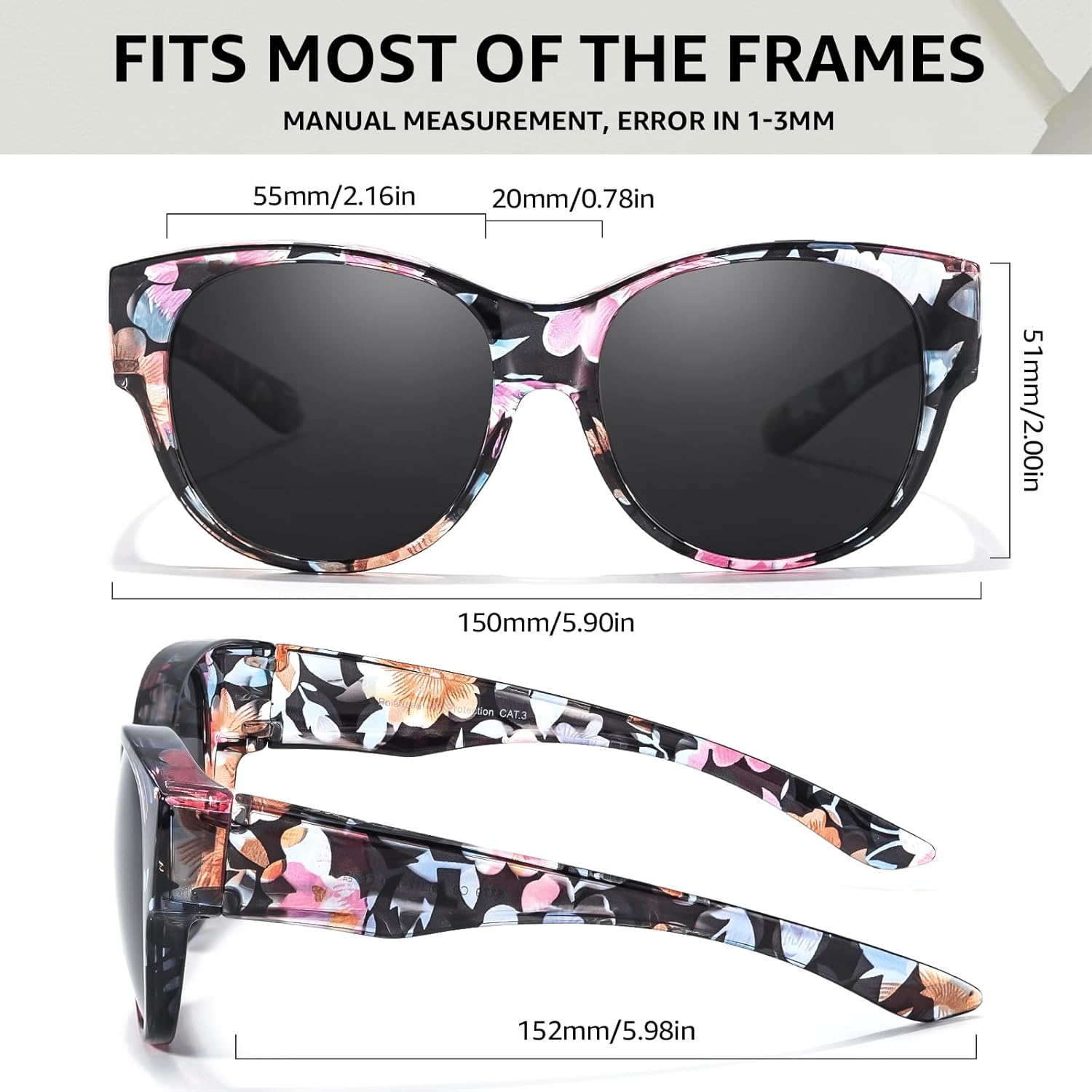 TJUTR Polarized Fit Over Sunglasses for Women, Trendy Sun Glasses Over Prescription Glasses UV400 Protection TS5779