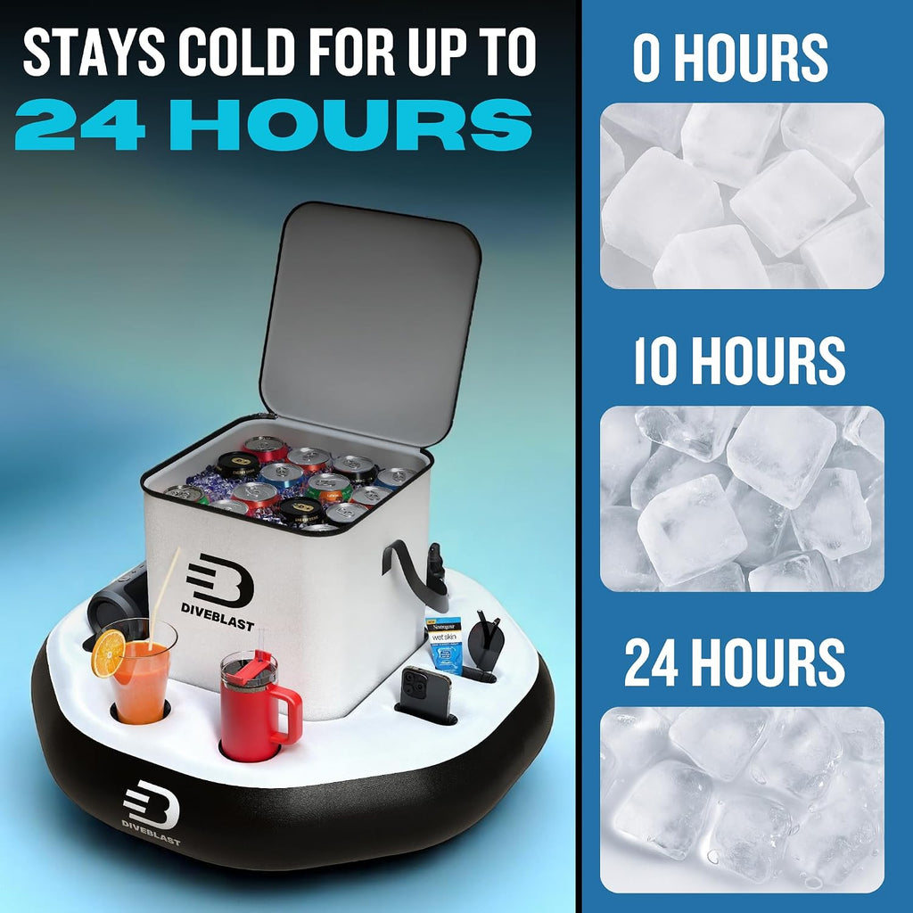 Floating Cooler For Pool, Lake, River & Kayak - Holds Up To 24 Cans With Ice - Leakproof Insulated Cooler For River Floating