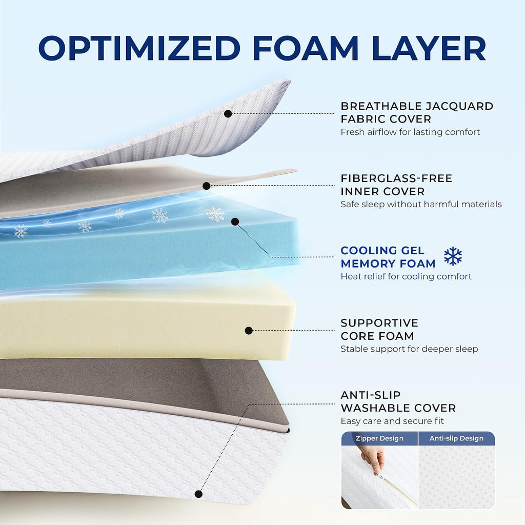 6 Inch Twin Cooling Gel Memory Foam Mattress, Medium Feel Comfort & Support With Pressure Relief, Breathable Memory Foam, Certipur-Us Certified, Mattress In A Box (Twin, 6 In)