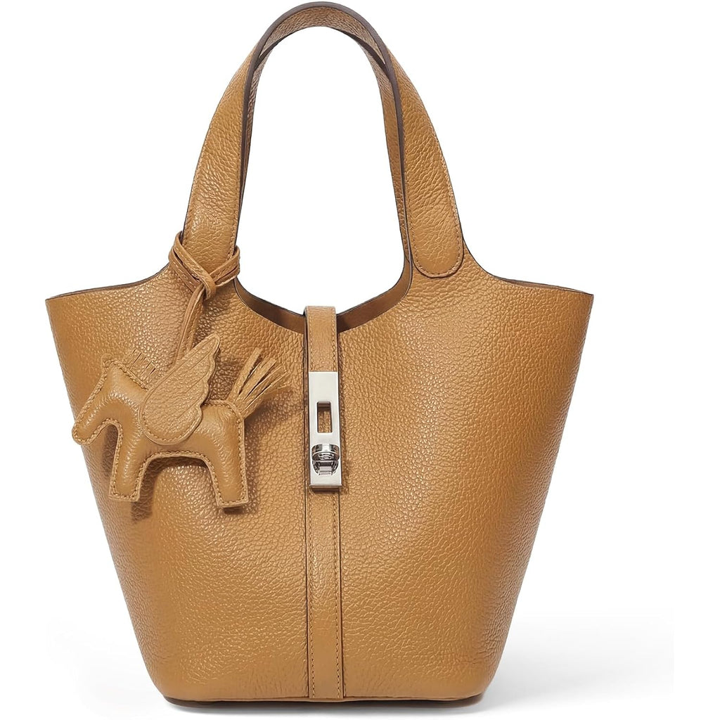Tote Bag for Women Vegan Leather Bucket Purse for Women Top Handle Handbag Shoulder Bag with Detachable Small Purse
