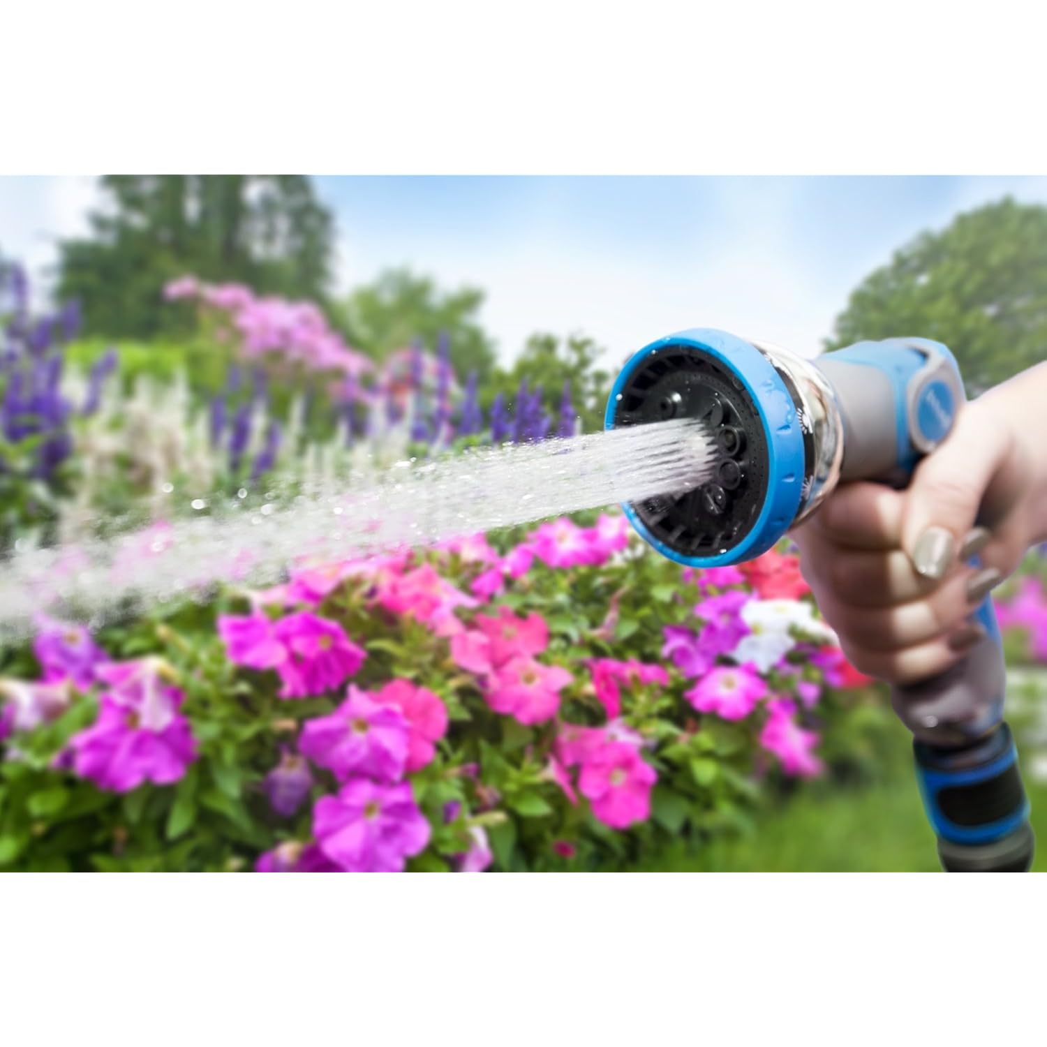 Innav8 Garden Hose Nozzle Heavy Duty - Features 10 Spray Patterns, Thumb Control On Off Valve Hose Sprayer Nozzle For Easy Water Control - Outdoor Water Hose Nozzle Head Attachment