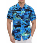 Mens Hawaiian Shirts Tops Short Sleeve Floral Button Down Beach Shirt Vintage Tropical Palm Summer Lightweight Blouses Male