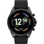 Fossil Men's Gen 6 44mm Stainless Steel and Silicone Touchscreen Smart Watch, Color: Black (Model: FTW4061V)