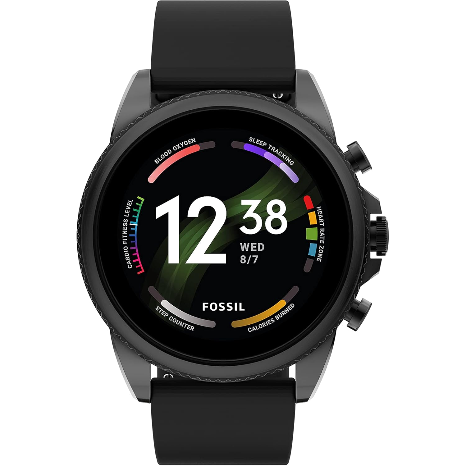 Fossil Men's Gen 6 44mm Stainless Steel and Silicone Touchscreen Smart Watch, Color: Black (Model: FTW4061V)
