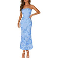 Merokeety Women'S Floral Strapless Maxi Dress 2026 Summer Mesh Tube Bodycon Formal Wedding Guest Cocktail Party Long Dresses