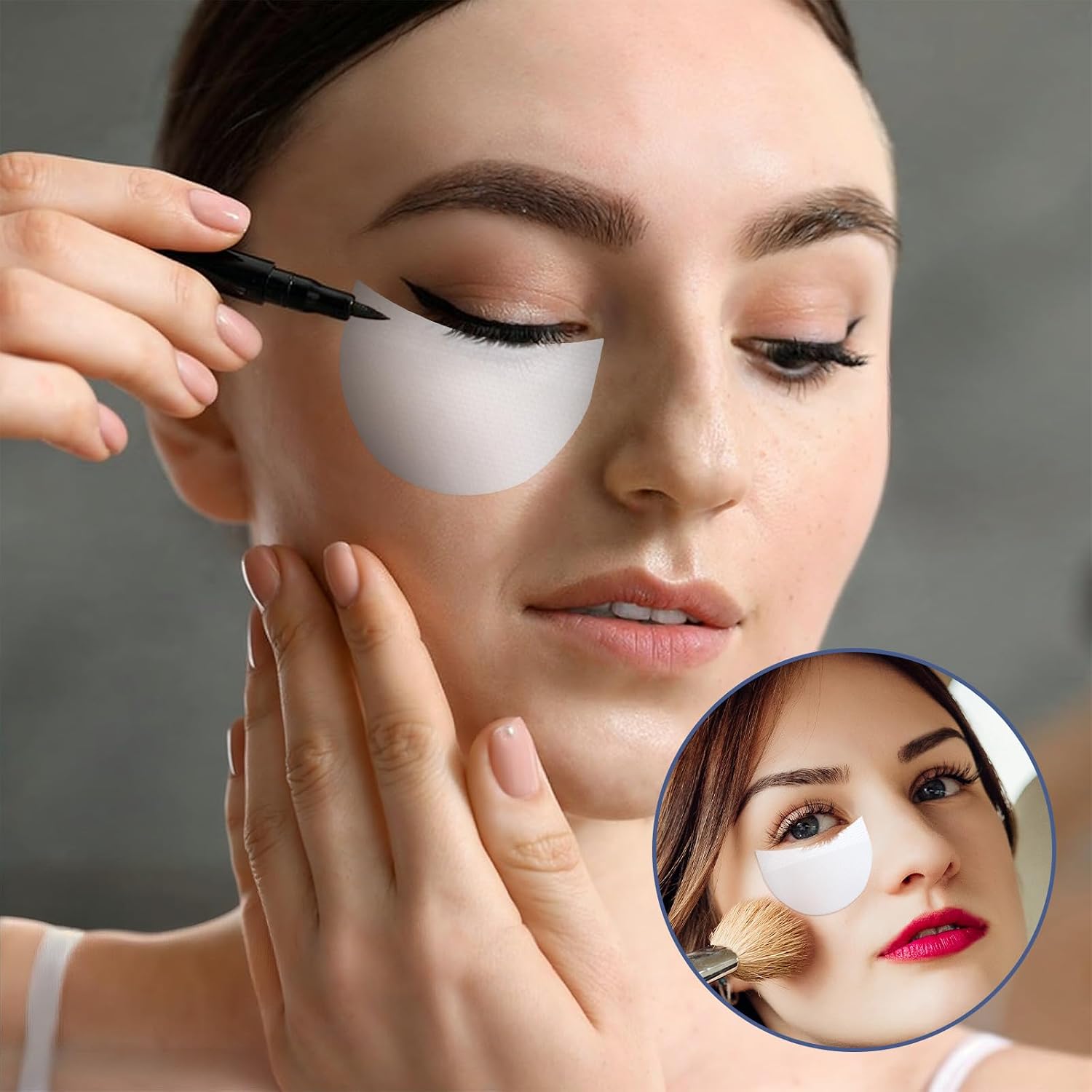 Larrel 150Pcs Eyeshadow Shields,Lint Free Eyeshadow Shield,Eyeshadows Tape Stencil Gel Pad Under Eye Patches,Prevent Makeup Residue For Eyelash Extensions Eyeliner Lip Tinting Makeup