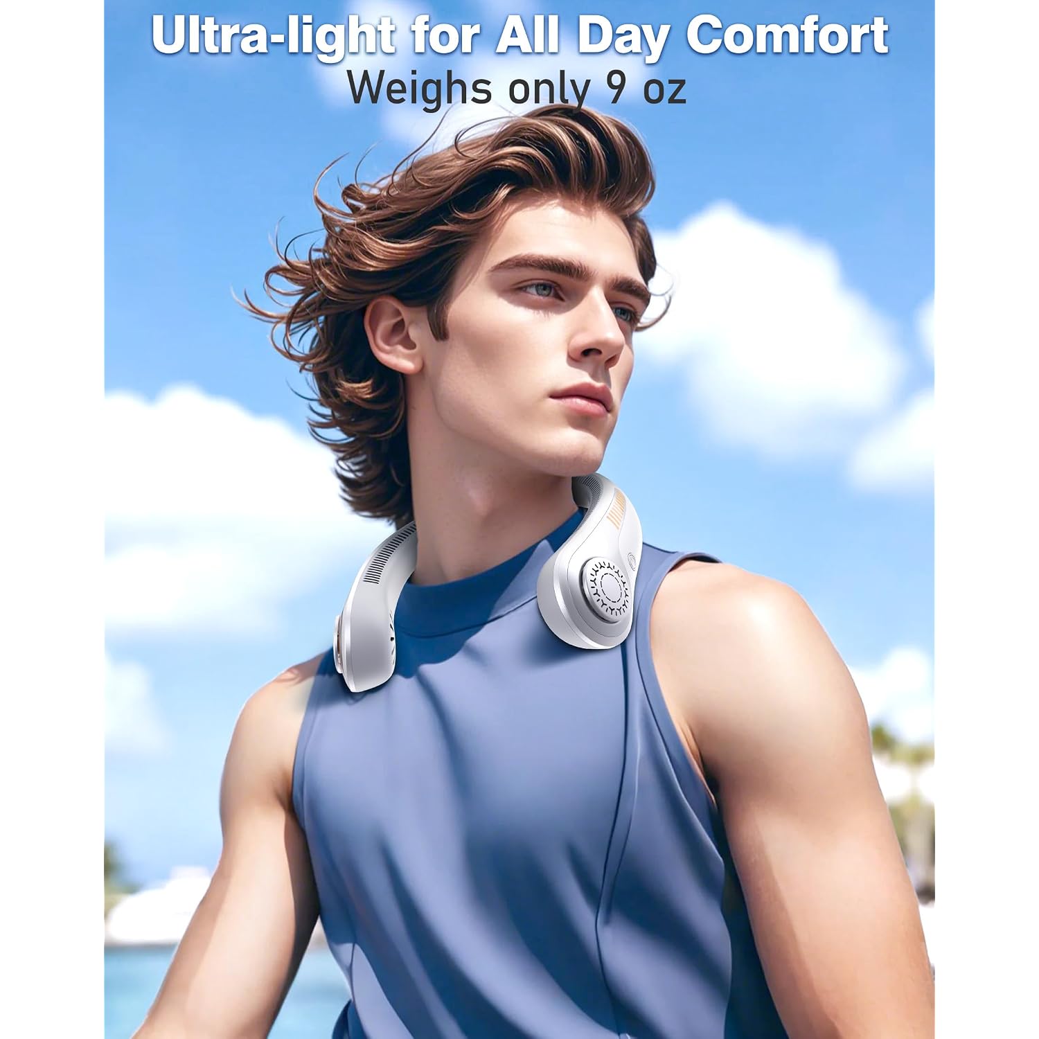 Portable Neck Fan - Rechargeable Personal Fan With Neck Support, 5000Mah, 5-Speed Quiet, Lightweight Long Lasting Bladeless Fan, Wearable Cooling Fan For Hot Flashes, Travel, Gifts For Men Women
