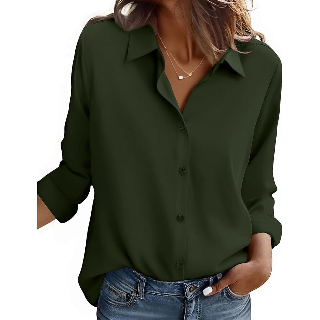Button Down Shirt for Women Long Sleeve Blouses Floral Printed Tops Business Casual Work Outfits S-XXL