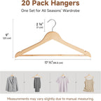 Storageworks Wooden Coat Hangers, 20 Pack Heavy Duty Clothes Hanger, Wood
