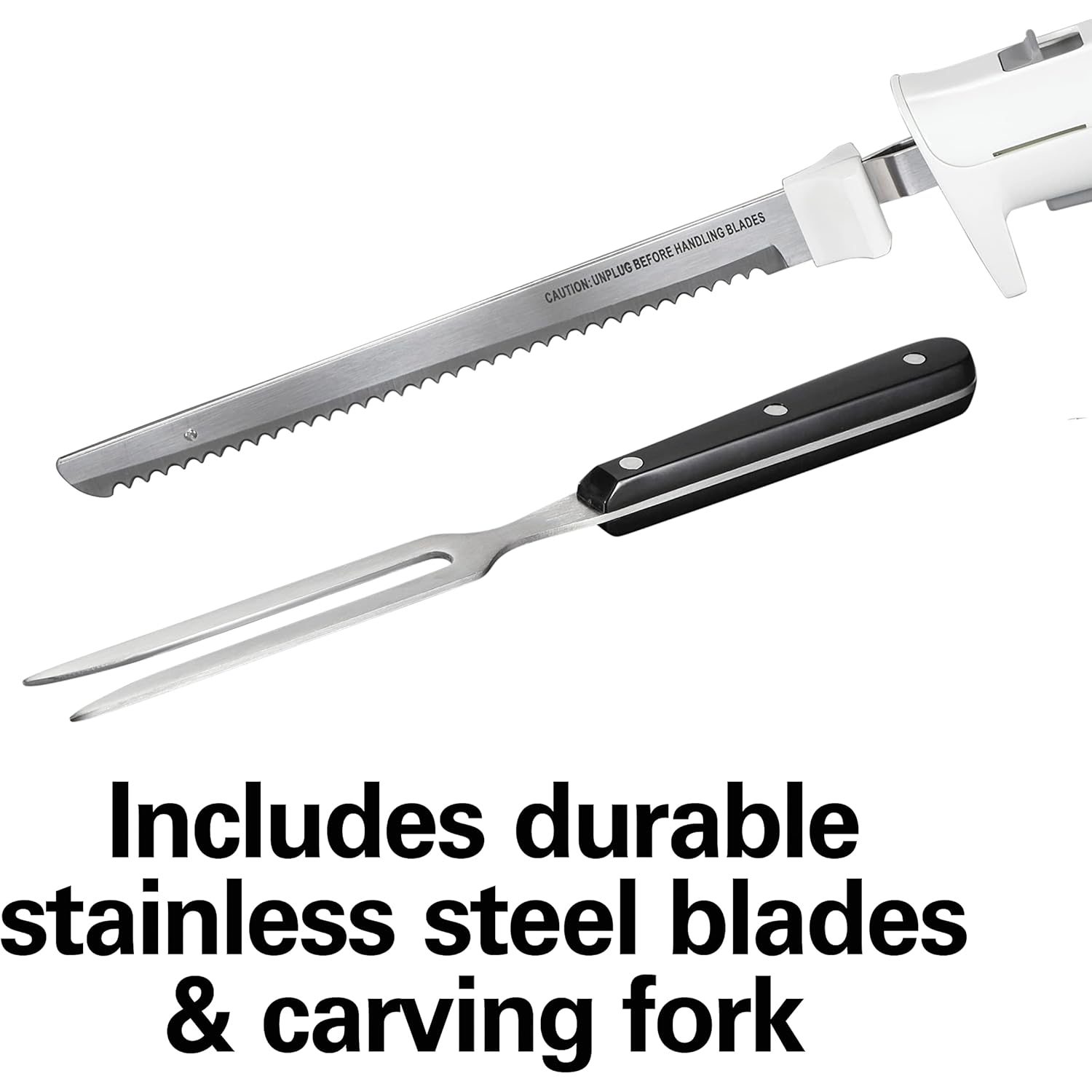 Hamilton Beach Electric Knife Set for Carving Meats, Poultry, Bread, Crafting Foam & More, Reciprocating Serrated Stainless Steel Blades, Ergonomic Design Storage Case + Fork Included, 5 Foot Cord