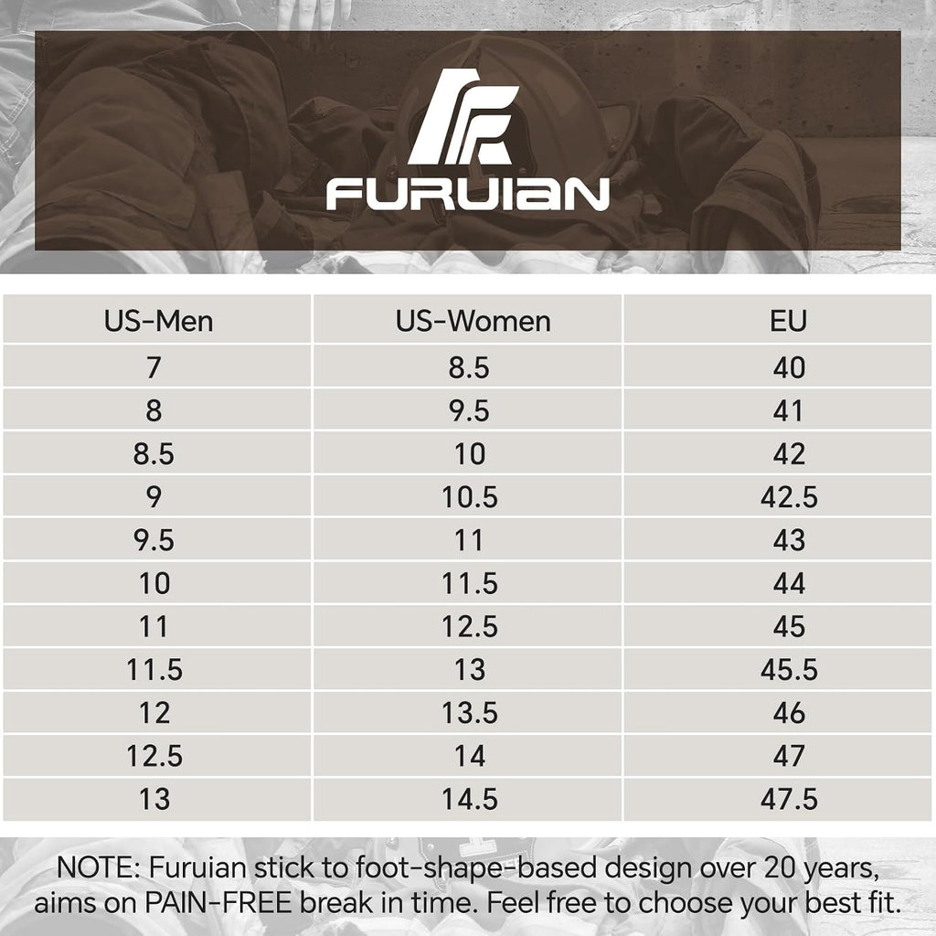 Furuian Steel Toe Boots For Men Women Comfortable Lightweight Work Boots For Men Slip Resistant High Top Steel Toe Safety Shoes Puncture Proof Indestructible Construction Shoes