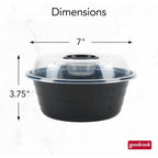 Goodcook 4-Cup Meal Prep Bowls Set With Lids And Dressing Cup, Microwavable Food Storage Containers For Meal Prepping, Set Of 10, Black