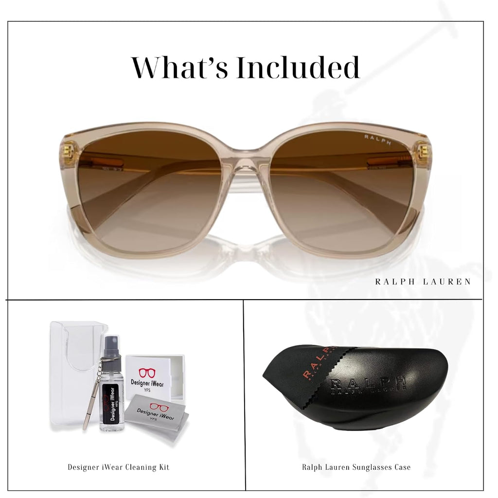 Ralph Lauren RA5274 Cateye Sunglasses for Women +BUNDLE with ACCESSORY EYEWEAR KIT Shiny Transparent Brown / Gradient Brown