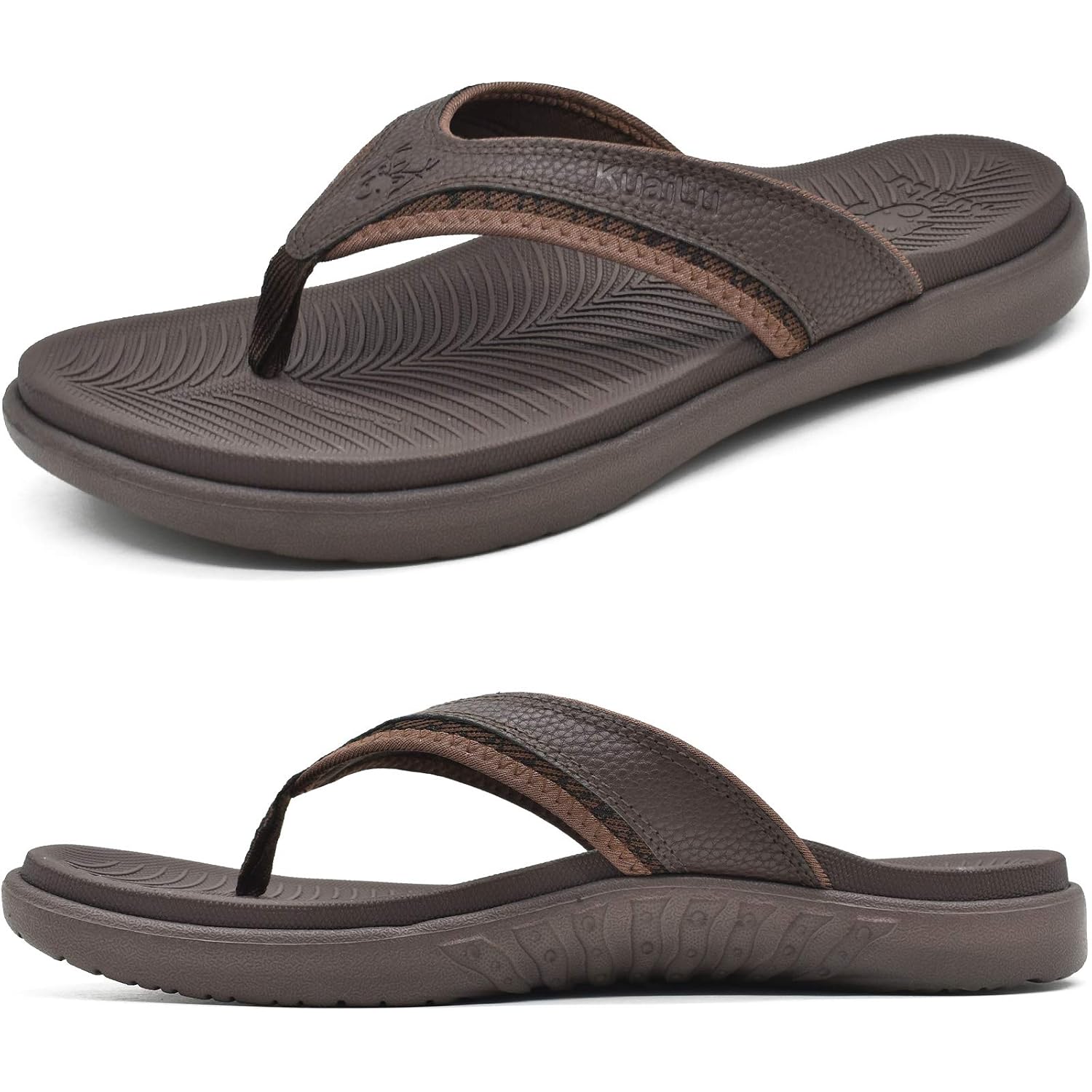 Kuailu Mens Sport Flip Flops Comfort Orthotic Thong Sandals With Plantar Fasciitis Arch Support Outdoor Summer Beach Size 7~15