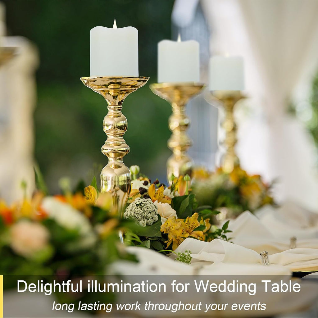 Flameless Candles Battery Operated With Timer, 3D Moving Flame Flickering, Last 600+ Hours Battery Candles, 3" X 3" Ivory Real Wax Electric Led Candle For Wedding Party Decorations