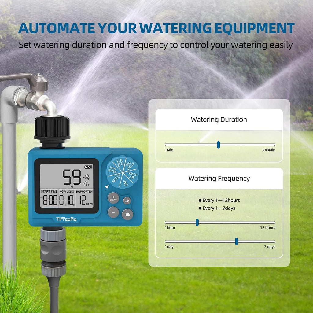 Sprinkler Timer Outdoor, Digital Programmable For Garden Hose, Irrigrtion Timer With Rain Delay And Manual Mode