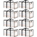 8 Pack Extra Large Heavy Duty Moving Bags, Clear Storage Bins With Lids, Reinforced Handles & Heavy-Duty Zippers Moving Boxes Storage Bags Totes For Clothes Packing, Dorms, College Supplies, Clear