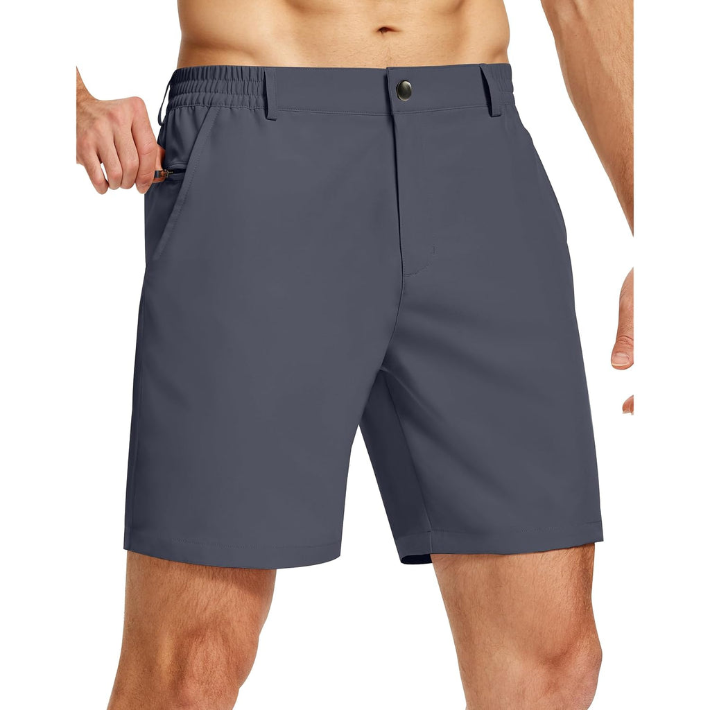Mens Casual Dress Shorts With 5 Pockets 7 Inch Stretch Dri Fit Lightweight For Golf Travel Work Hiking