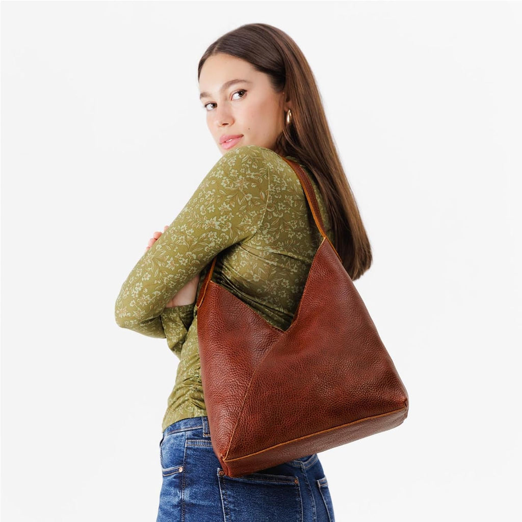 Portland Leather Goods Naomi Shoulder Bag – Handmade Slouchy Bag With Adjustable Crossbody Strap & Secure Magnetic Closure