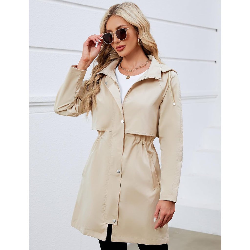 Women Lightweight Rain Jacket Hooded Raincoat | Waterproof Trench Coat For Outdoor Hiking Travel