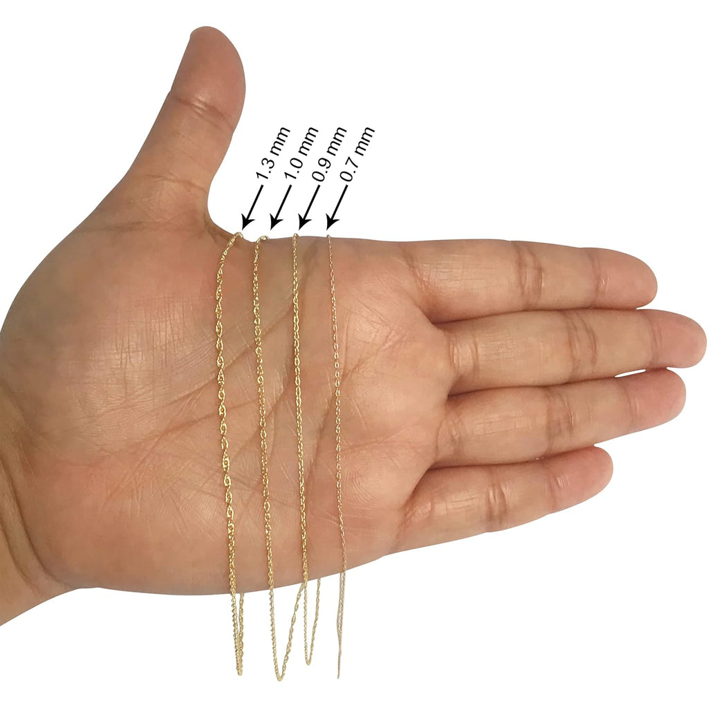 Kooljewelry Womens Classic Rope Chain - 10k Yellow Gold Barely-There Necklace, Thin Lightweight