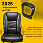 Leather Office Desk Chair,Ergonomic Office Chair With Lumbar Support,Computer Chair,Executive Leather Chair With Padded Arm,2026 Upgraded Big And Tall Chair, Black,275Lbs