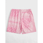 Floerns Men'S Boho Paisley Graphic Print Drawstring Waist Essentials Summer Bandana Shorts With Pocket