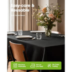 Pureegg Rectangle Table Cloth 60" x 84" – Durable Polyester Tablecloth Offers Reusable & Washable Protection, Ideal for Outdoor Party, Picnic, Wedding, Banquet and Birthday, 1 Pack, Black