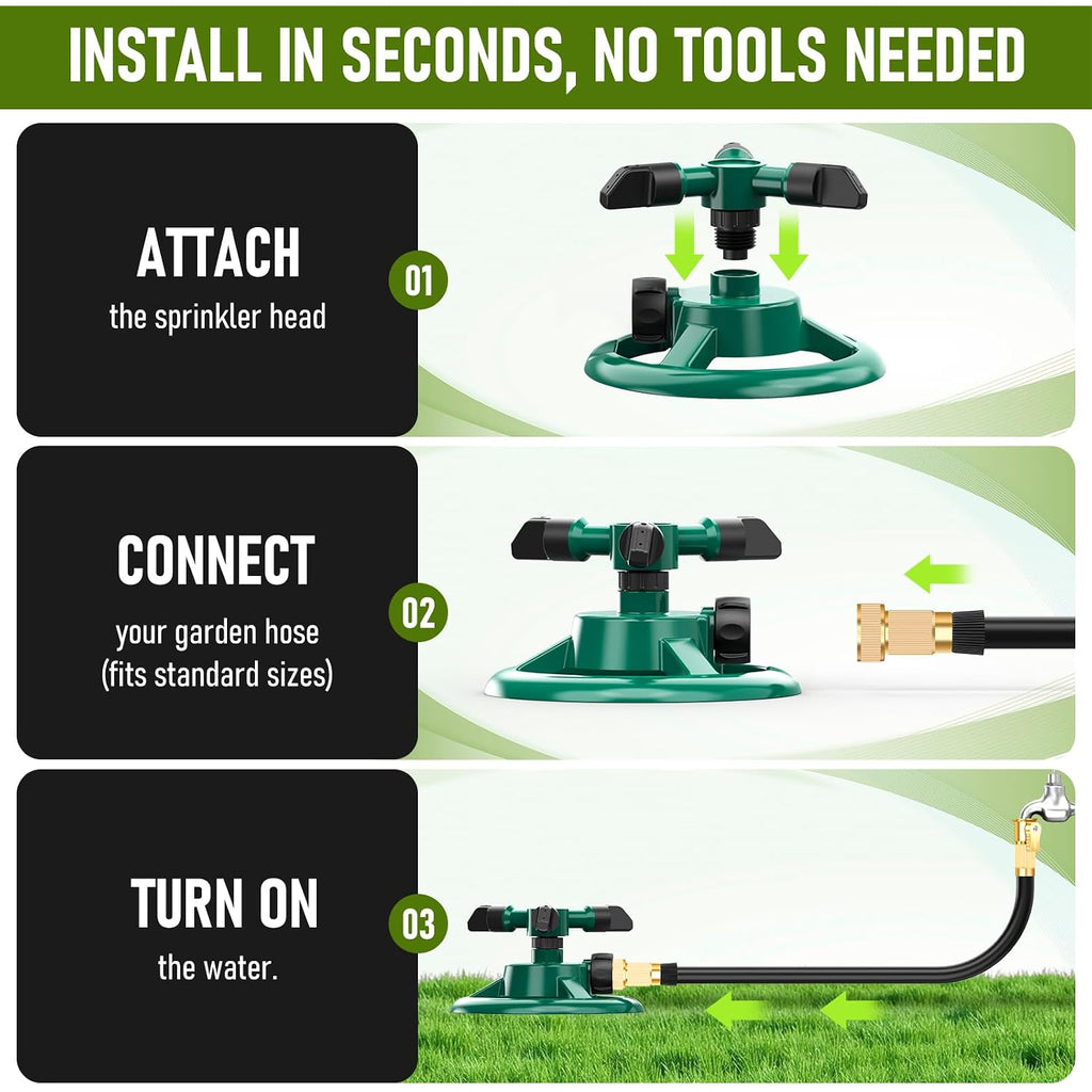 Sprinklers For Yard, Lawn & Garden Sprinkler Automatic 360 Rotating For Large Area Coverage, Grass Water Sprinkler For Kids And Pets Water Fun