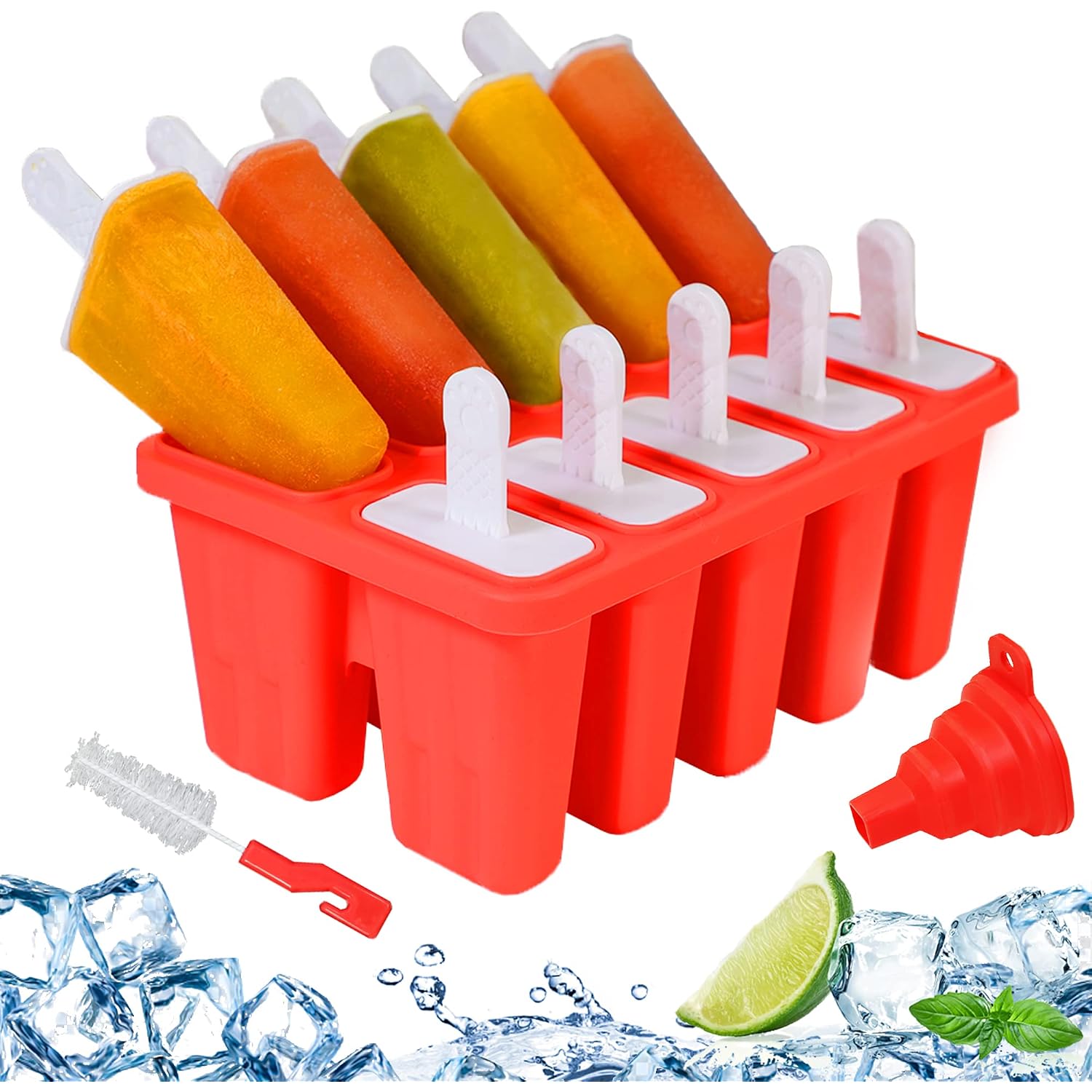 Silicone Popsicle Molds 10-Cavity, Diy Ice Pop Mold For Kids Adult Teens, Bpa Free Ice Cream Molds For Party Yogurt Juice Smoothies Sticks