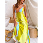 Women'S 2026 Fashion Striped Dress Sleeveless Chest Wrap Backless Halter High Waist Beach Vacation Dress