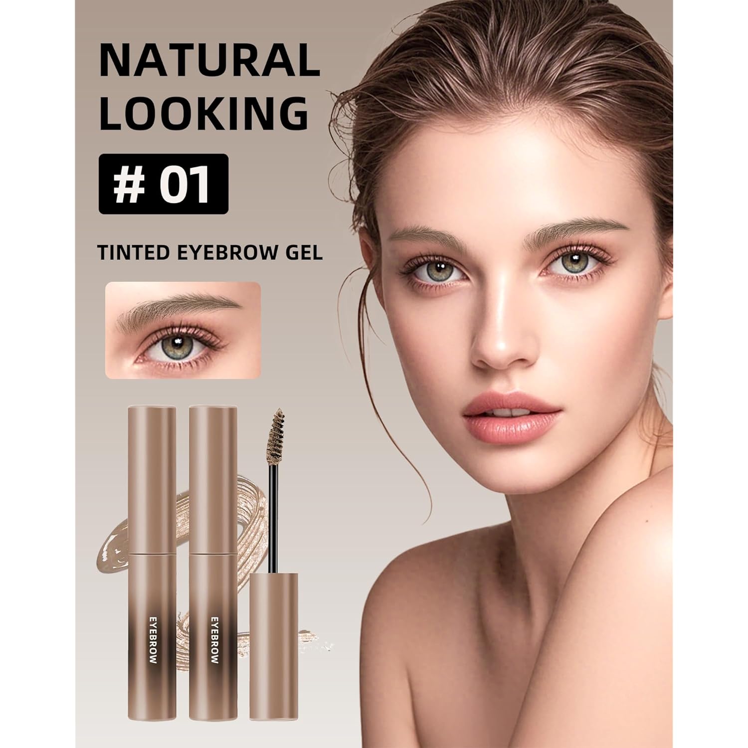 Waterproof Tinted Eyebrow Gel,2Pcs Blonde Long Lasting Liquid Tinting Eye Brow,Smudgeproof Eyebrow Gel Tinted Creamy Brow Filler,Ultra-Fine Brush Volumizing Brows Mascara for Women Eye Makeup Gift-01