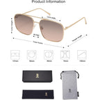SOJOS Trendy Square Aviator Sunglasses for Women Men, Gold Frame Light Tint Gradient Shades SJ1176 Gold/Grey Gradient Pink