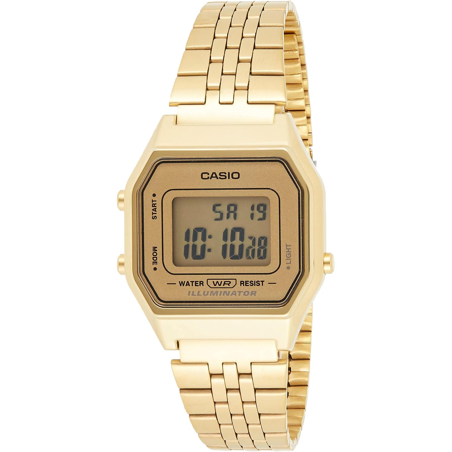 Casio Ladies Mid-Size Gold Tone Digital Retro Watch La-680Wga-9Df