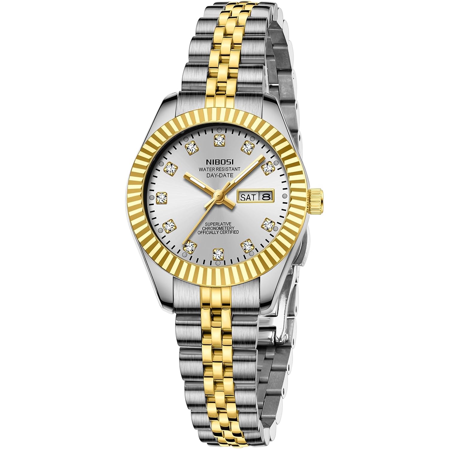 Nibosi Watches For Women Analog Quartz Stainless Steel Dial With Day Date Luminous Waterproof Dainty Classic Luxury Diamond Elegant Dress Women'S Watch For Small Wrists
