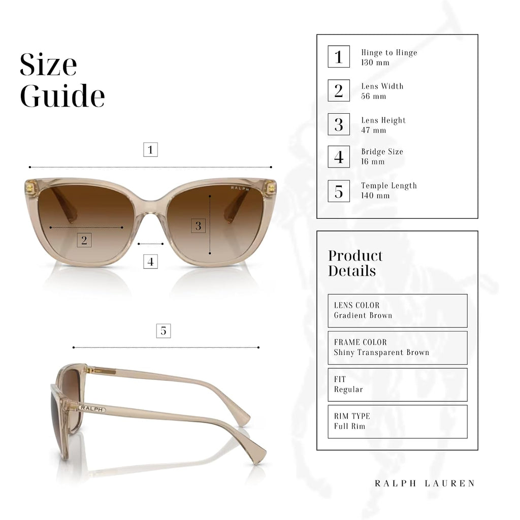 Ralph Lauren RA5274 Cateye Sunglasses for Women +BUNDLE with ACCESSORY EYEWEAR KIT Shiny Transparent Brown / Gradient Brown