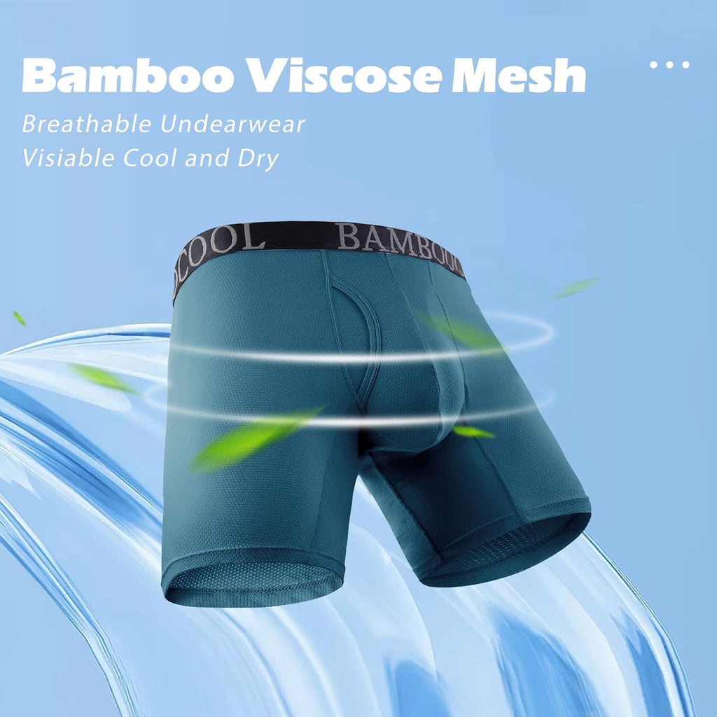 Bamboo Cool Men'S Ultra Breathable Underwear Mesh Boxer Briefs With Fly, Soft Waistband,No Ride Up,Multipack