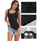 5 Pack Women's Tank Tops Square Neck Sleeveless Ladies Tank Top Undershirts