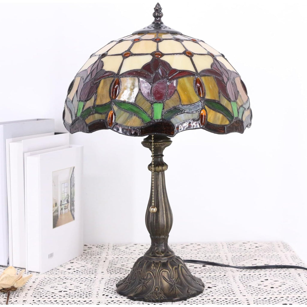 Table Lamp Base Replacement Only (A (W 6 H 18 Inch)) | Fit For 8, 10, 12 Inch Tiffany Style Stained Glass Lampshade, Dark Bronze Finish,Resin, Push Switch On Cord
