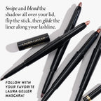 Laura Geller New York Swipe-N-Line Dual-Ended Eyeshadow + Eyeliner - Smokey (Charcoal/Shimmery Gray) - Cream Eyeshadow & Smooth Glide Eyeliner - Waterproof & Crease-Free Color