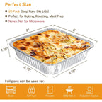 8x8 Aluminum Pans - 20 Pack Disposable Foil Pans, Heavy Duty Square Aluminum Baking & Roasting Trays for Meal Prep, Food Storage, Heating & Party Serving