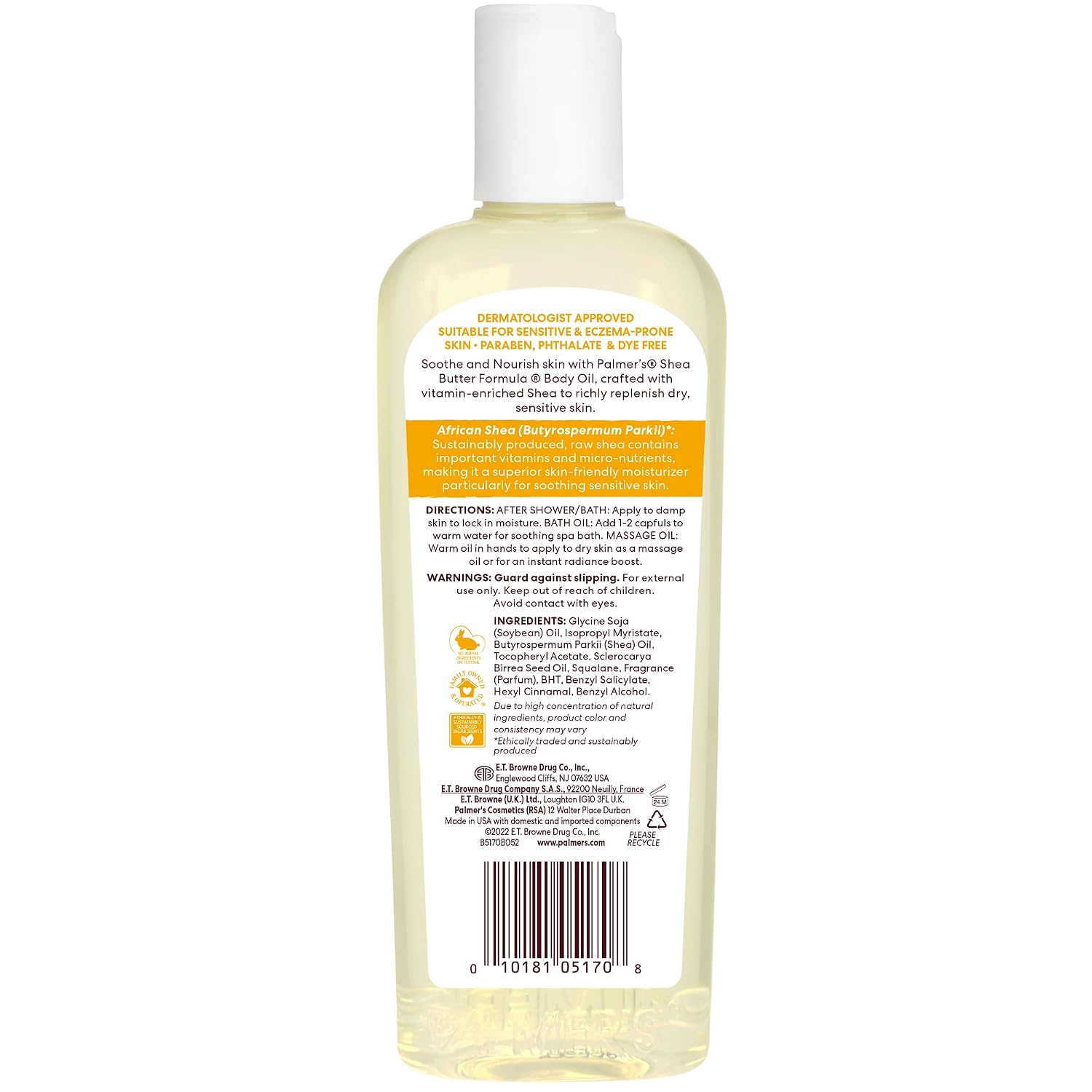 Palmer'S Shea Formula Raw Shea Body Oil With Vitamin E, Deep Body Moisturizer To Soothe & Nourish Dry, Sensitive & Eczema-Prone Skin, 8.5 Oz