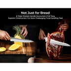 Piklohas Resharpenable Bread Knife for Homemade Bread, 10 Inch Serrated Sourdough Knife with Offset Handle, Innovative Wavy Edge for Clean Slices Crusty Bread, Bagels, Pineapple & Tomatoes, Gift Box