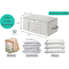 Comforter Storage Bag - Folding Organizer Bag For King/Queen Comforters, Pillows, Blankets, Bedding/Quilt, Blanket, Duvet, Mothproof Space Saver; Large Collapsible Organizers, 24"X14"X11"