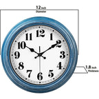 Jenlystime 12 Inch Retro Wall Clock Silent Non Ticking Battery Operated Movement Easy To Read Wall Clocks Decorate For Bedroom Living Room Kitchen Office(Blue)