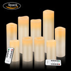 Flameless Candles Battery Operated Candles Real Wax Pillar Led Candles With 10-Key Remote And Cycling 24 Hours Timer (Ivory 4" 5" 6" 7" 8" 9")