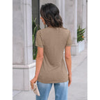 Women's Short Sleeve Shirts Dressy Lace Summer Tops 2026 Spring Trendy Casual T-Shirts Cute Work Outfits Blouses