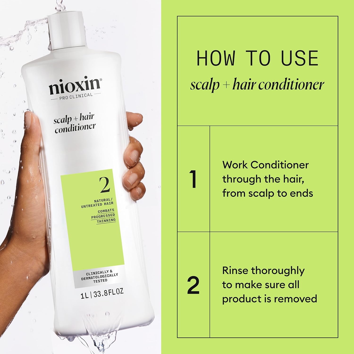 Nioxin System 2 Scalp + Hair Thickening Conditioner For Natural Hair With Progressed Thinning | Boost Hair Density With Niacinamide & Biotin | Refreshed Scalp With Healthy Shine