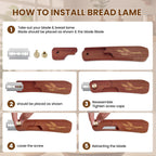 Wooden Bread Lame Dough Scoring Tool, Handcrafted Bread Scoring Tool For Sourdough Bread Baking, Upgraded Sourdough Scoring Tool With Screw Lock & 10 Razor Blades(Reddish Brown)